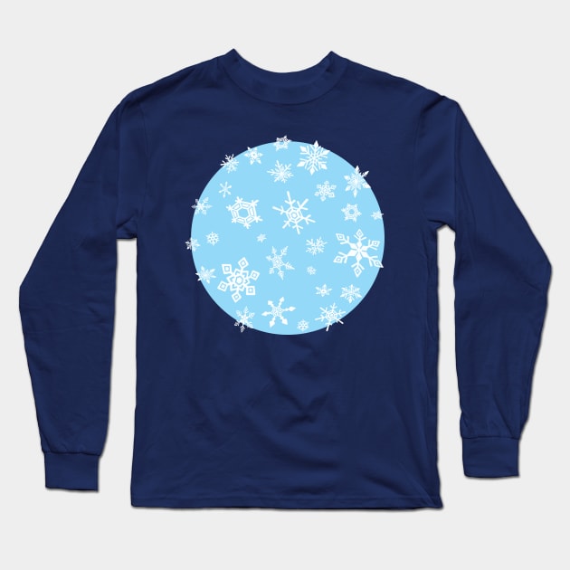 White Snowflakes Long Sleeve T-Shirt by Kudden